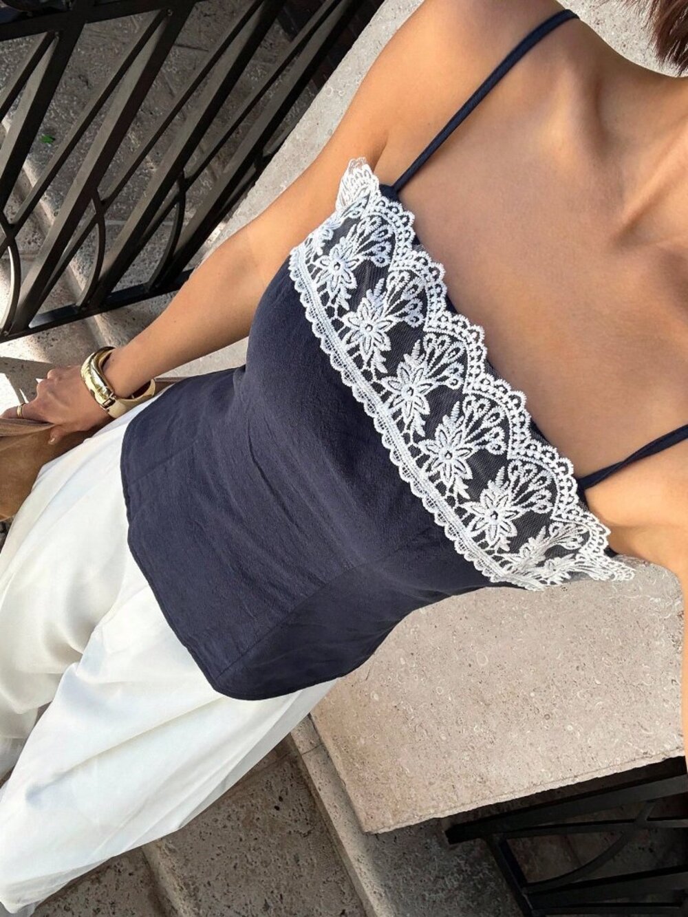 Navy Blue Casual Women's Camisole Tank - Picture 4 of 6